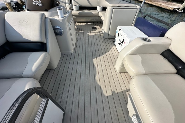 a large ship in the background