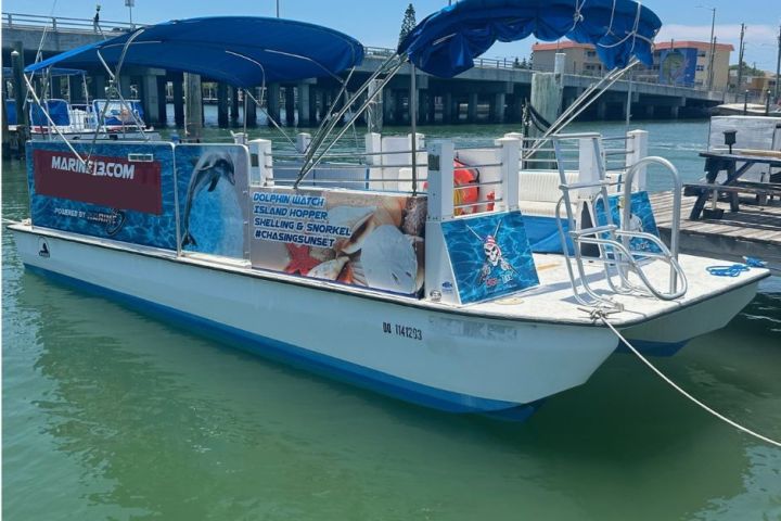 a boat is docked in the water