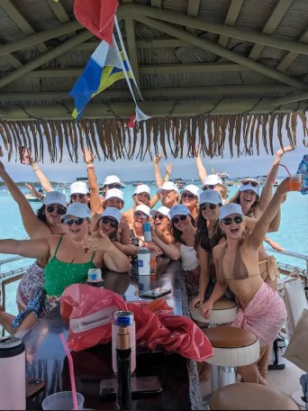 a group of people on a boat